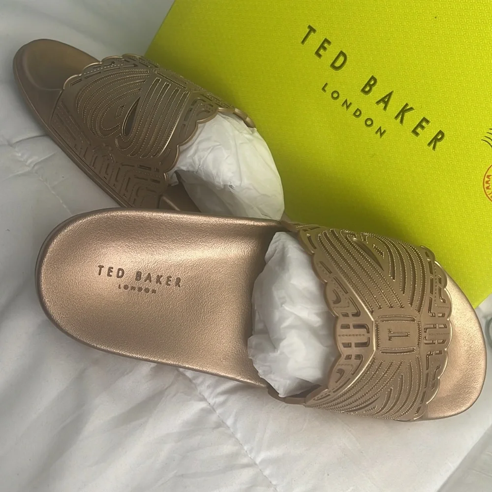 Ted Baker Gold Slides - Picture 2 of 2